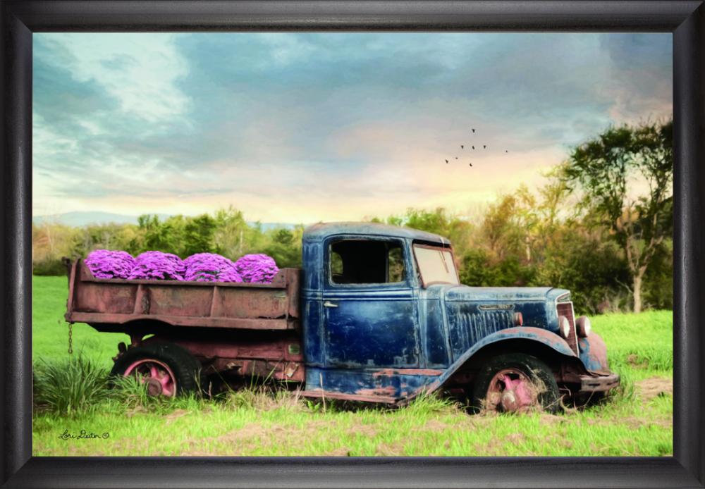 Floral Delivery Antique Truck Framed Wall Art
