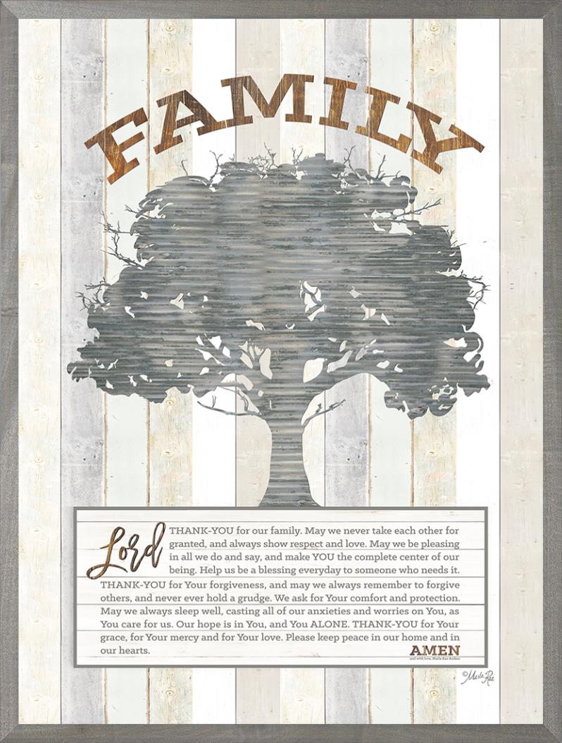 Family Prayer Tree - 18x24 - Farmhouse Gray Frame