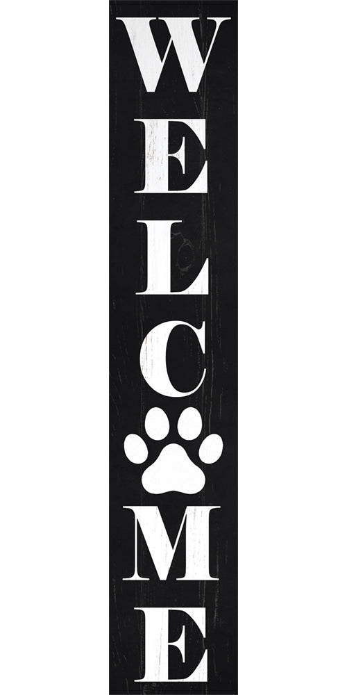 Dog Paw Welcome Vertical Porch Sign