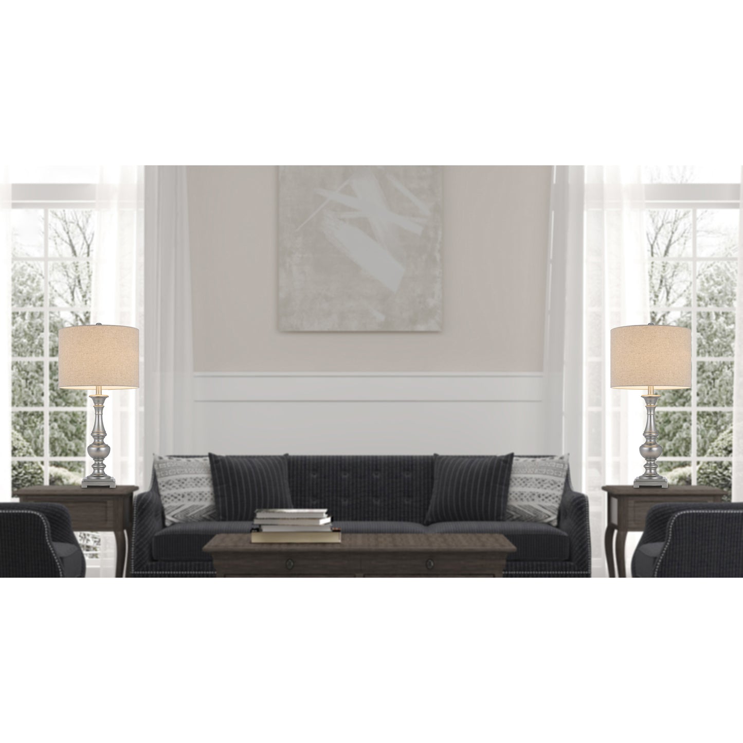 Nampa Antique Silver 2-Pack Table Lamp Set