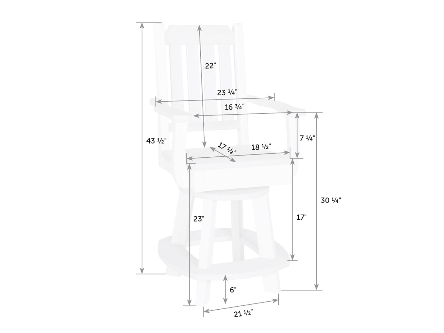 Keystone Poly Counter Swivel Arm Chair