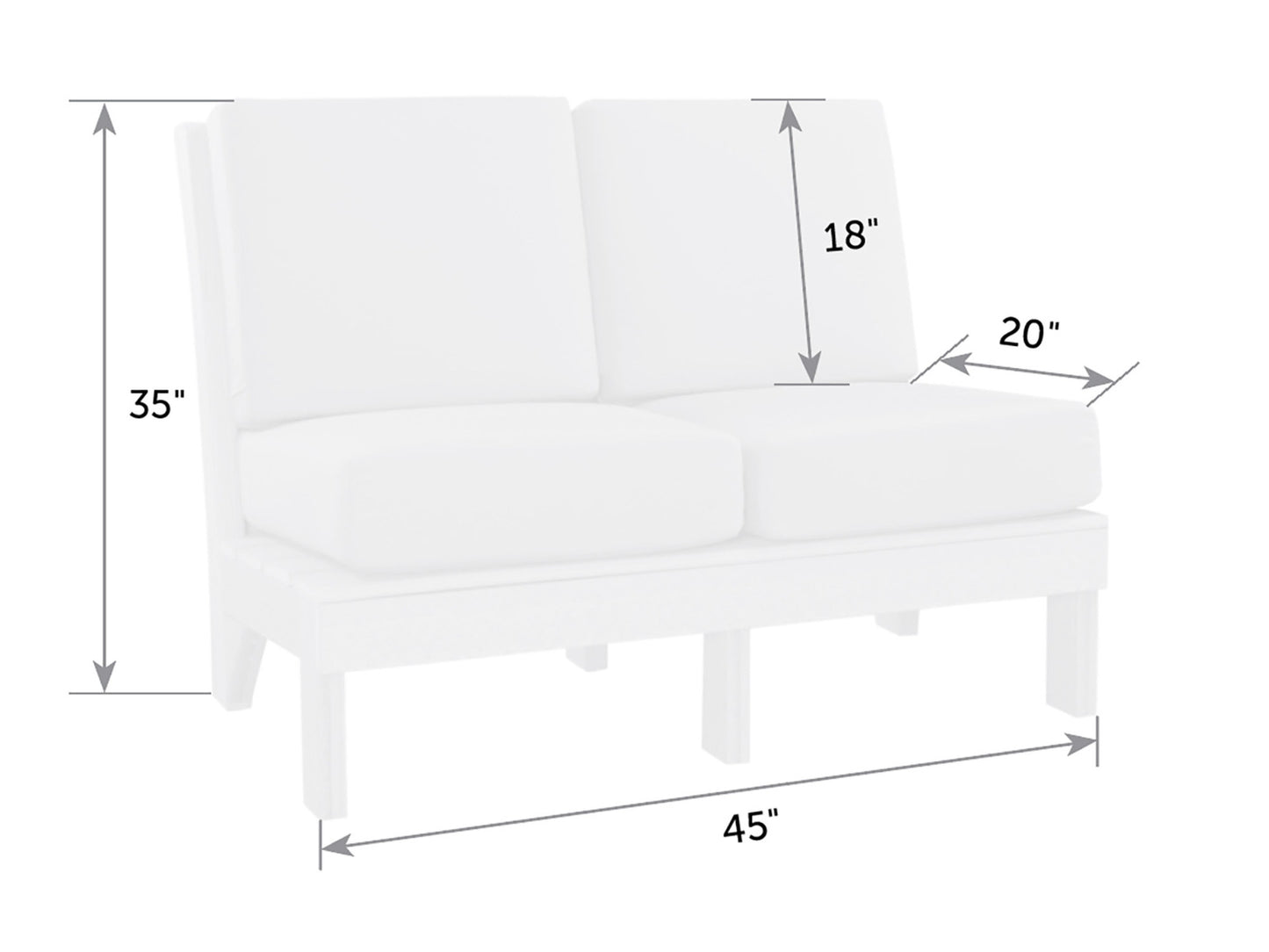 Mission Poly Sectional Armless Loveseat