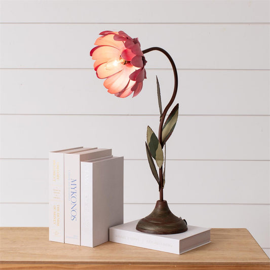 Pink Flower Metal Table Lamp