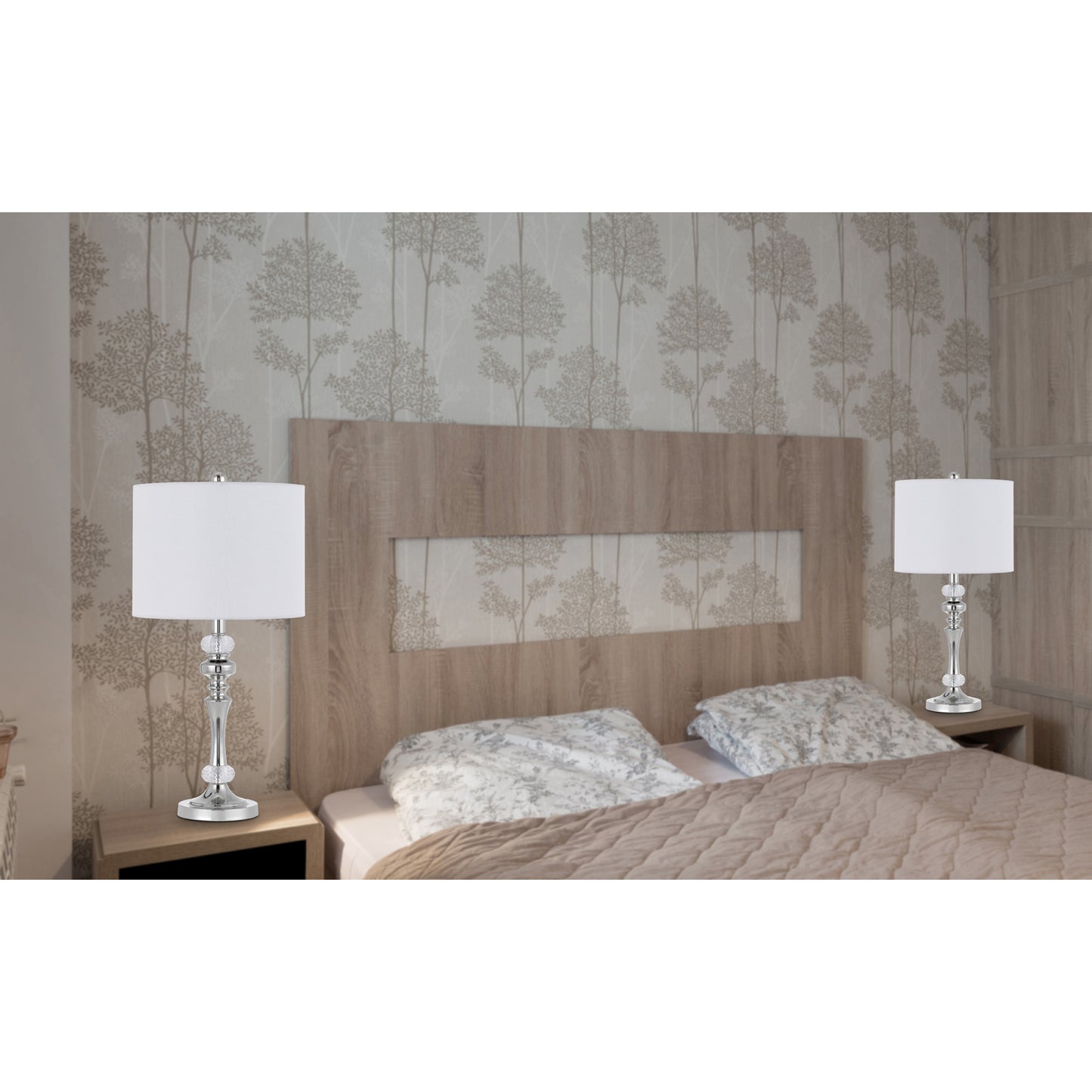 Effingham Chrome Table Lamp Set with Crystal Accents (Set of 2)