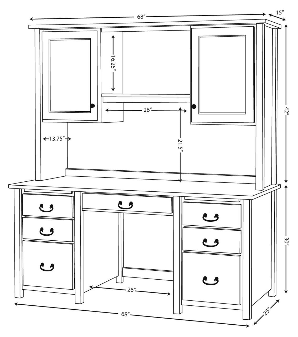 Eshton Double Pedestal Desk w/Hutch