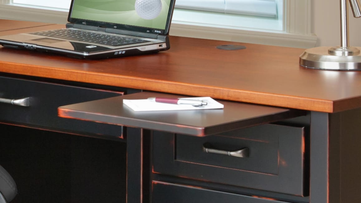 Eshton Single Pedestal Desk with Hutch