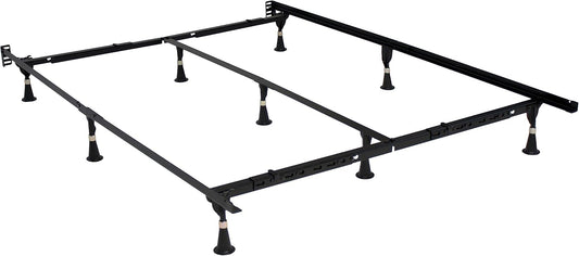 Heavy-Duty Adjustable Steel Bed Frame – 9-Leg Support, Center Rail, Tool-Free Assembly, Fits All Sizes