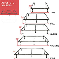 Heavy-Duty Adjustable Steel Bed Frame – 9-Leg Support, Center Rail, Tool-Free Assembly, Fits All Sizes