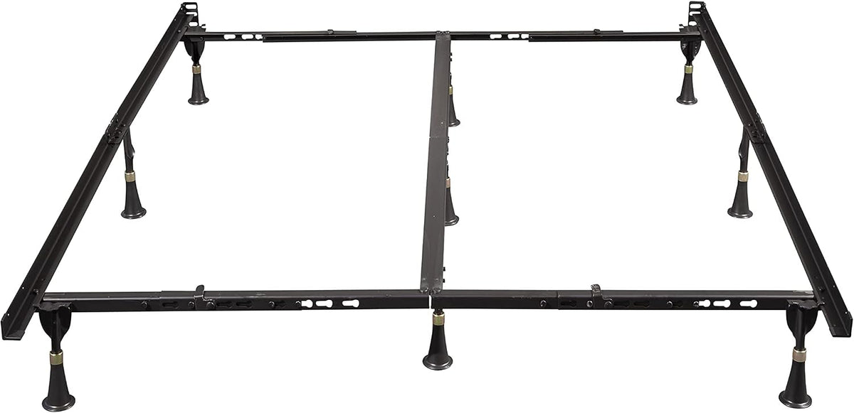 Heavy-Duty Adjustable Steel Bed Frame – 9-Leg Support, Center Rail, Tool-Free Assembly, Fits All Sizes