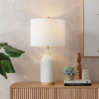 Myrna Two-Tone Ceramic Table Lamp with White Linen Shade