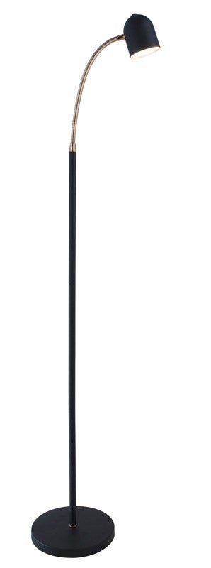 Tiara LED Adjustable Gooseneck Floor Reading Lamp – Black & Antique Brass