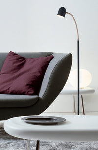 Tiara LED Adjustable Gooseneck Floor Reading Lamp – Black & Antique Brass