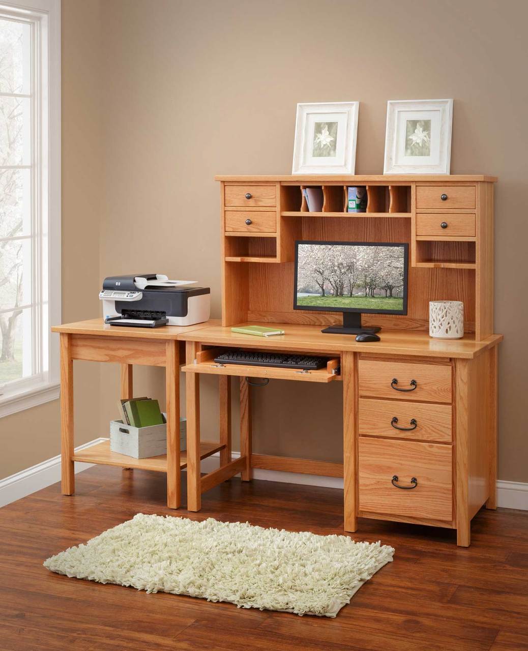 Eshton Single Pedestal Desk with Hutch