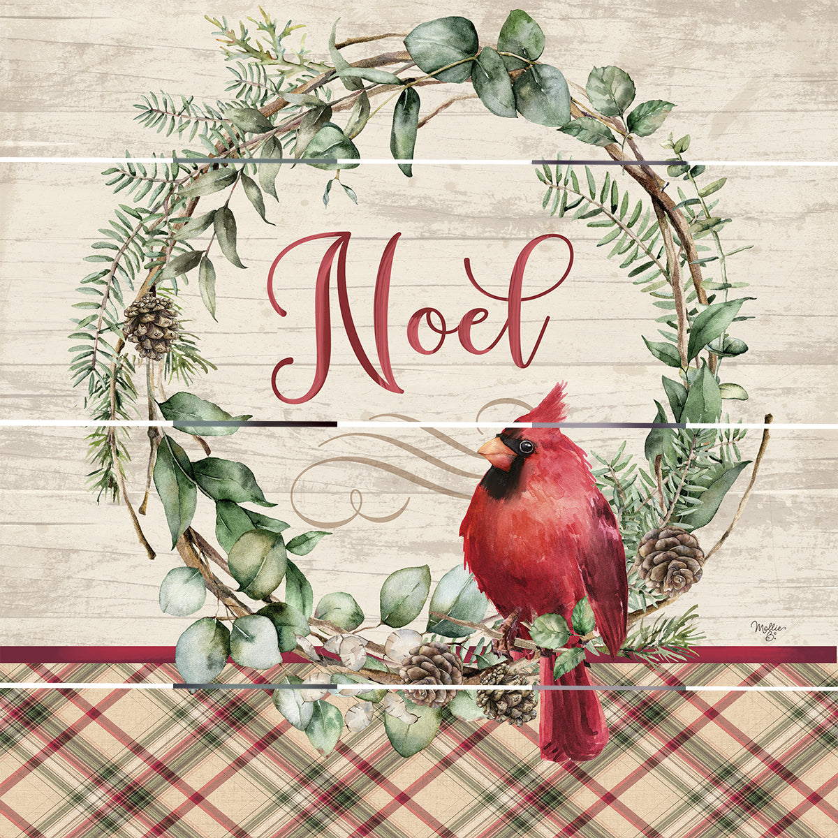 Cardinal Noel - 18x18 - Rustic Pallet Art