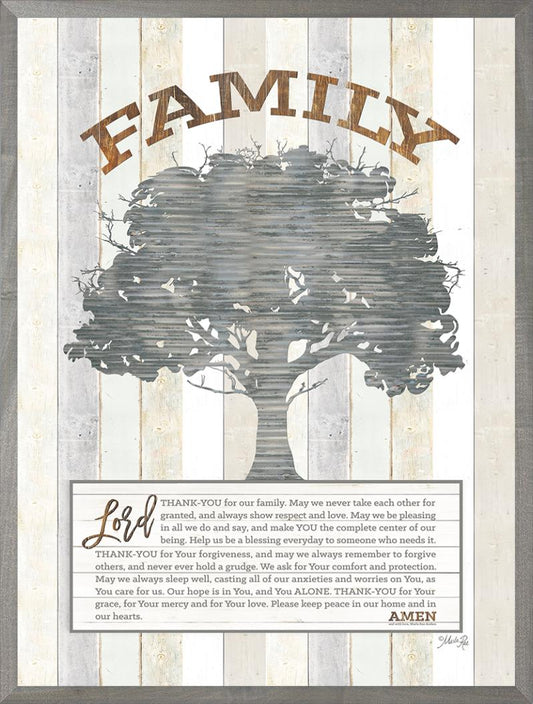 Family Prayer Tree - 18x24 - Farmhouse Gray Frame