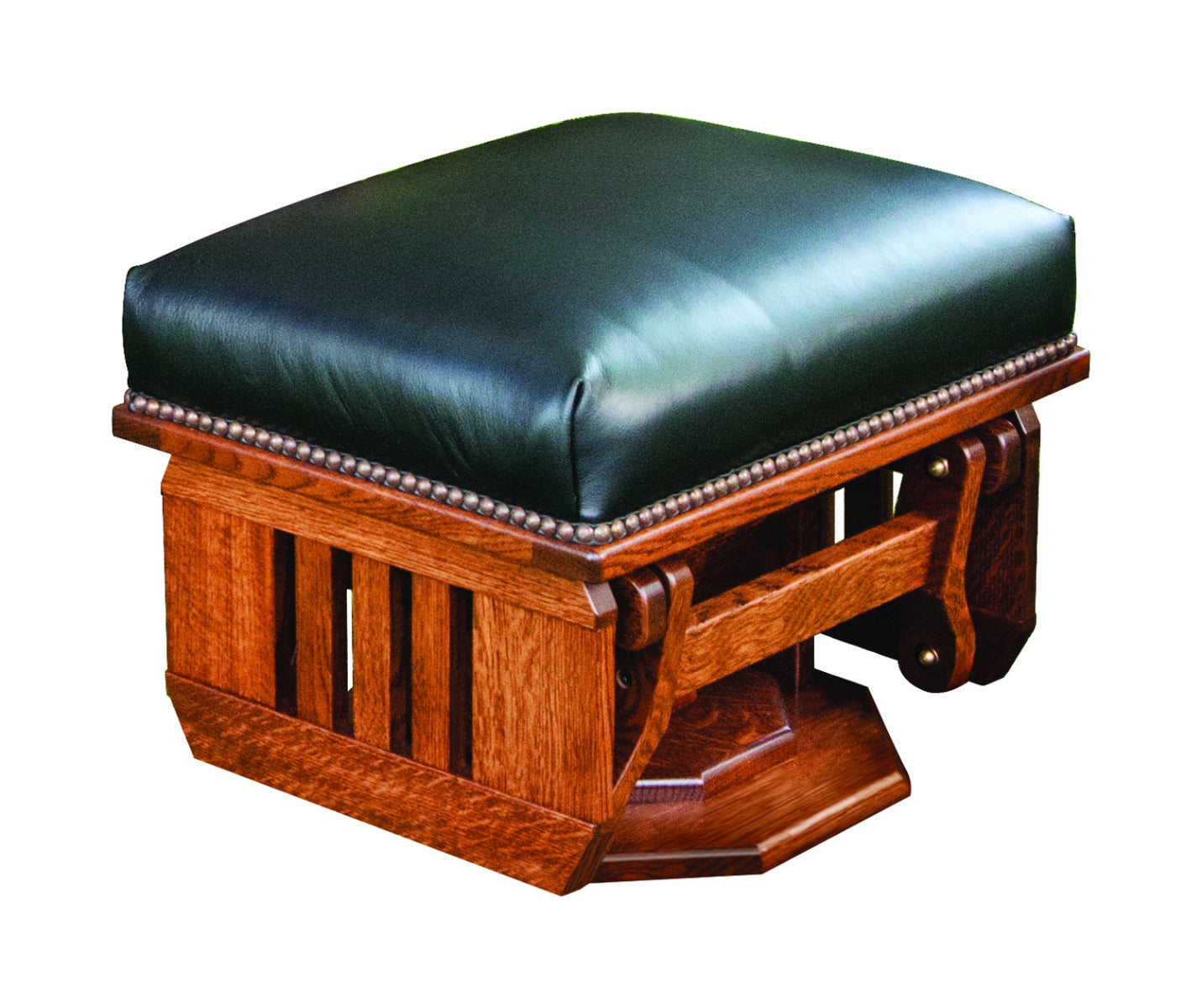 Mission Swivel Gliding Ottoman With Slatted Sides