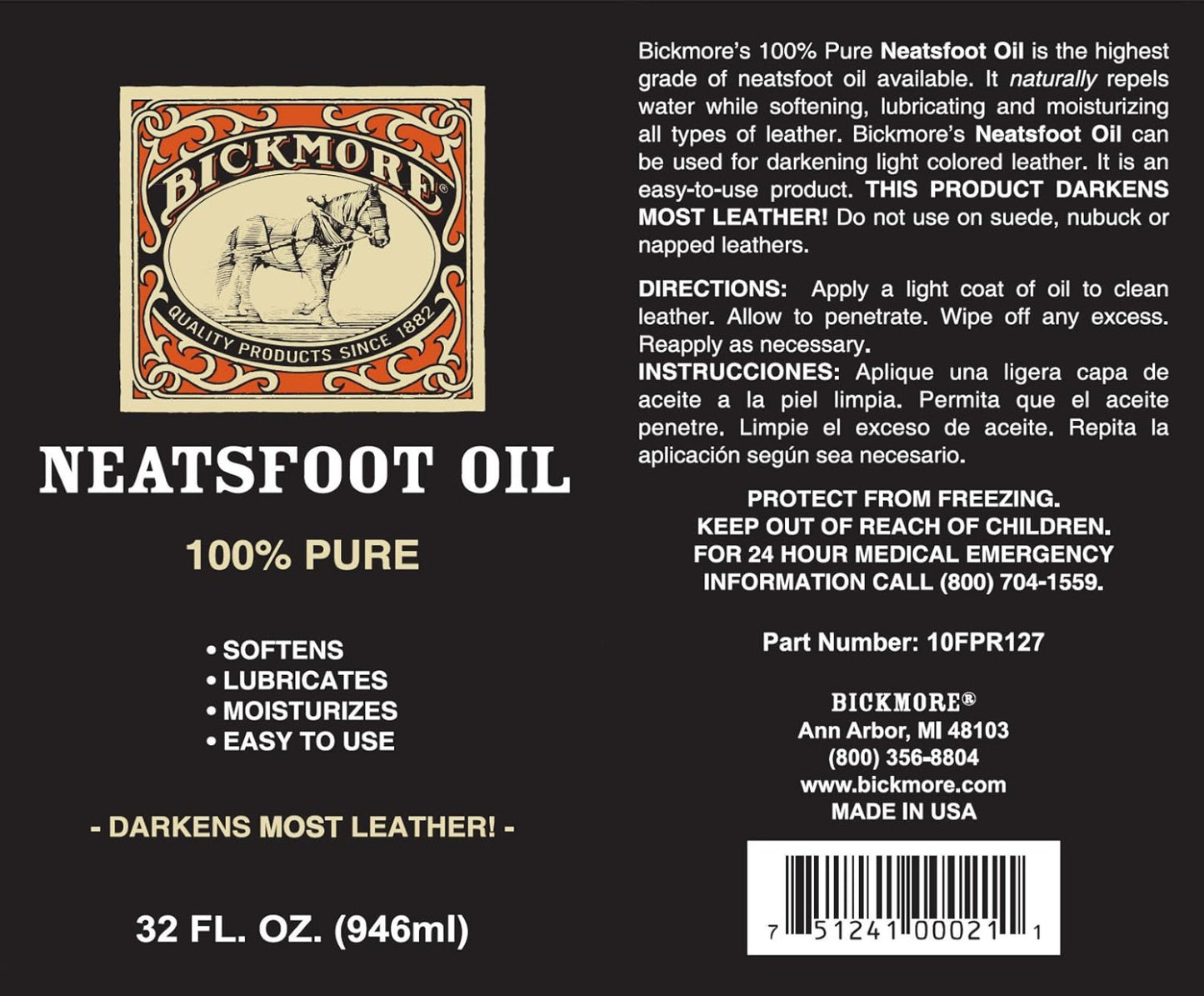 Bickmore 32 Ounce Neatsfoot Oil
