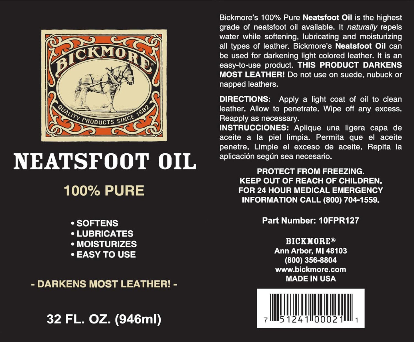 Bickmore 32 Ounce Neatsfoot Oil