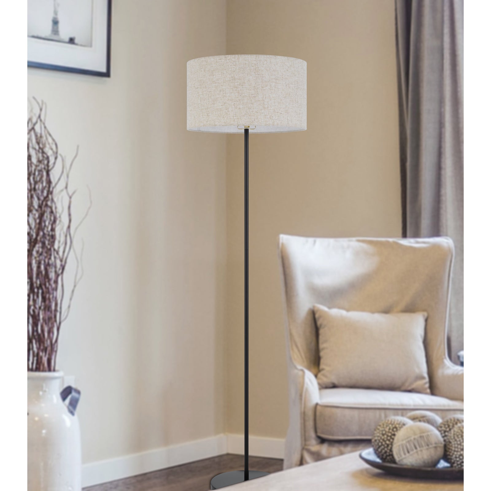 Cromwell 3-Way Black Floor Lamp