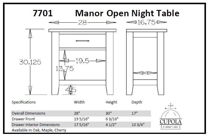 Manor Open Night Table