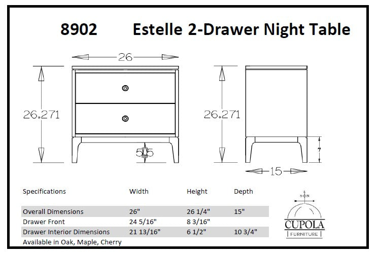 Estelle Two Drawer Night Table