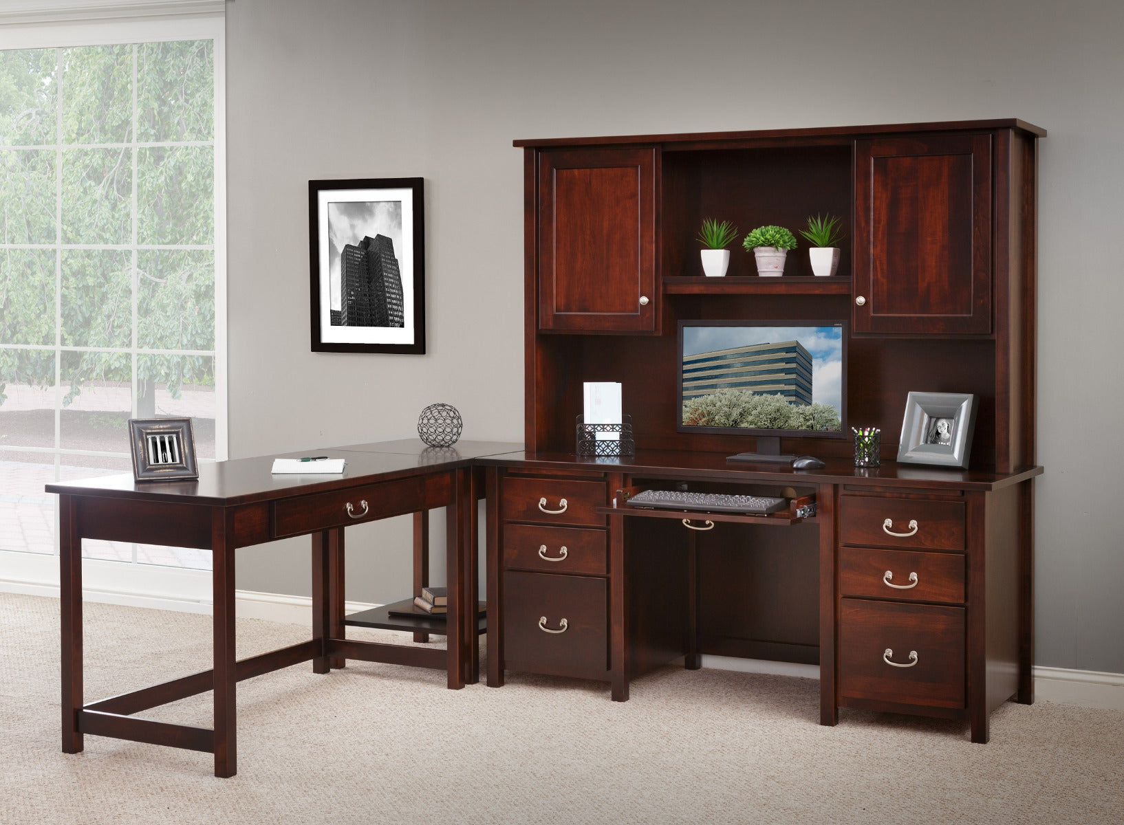 Eshton Double Pedestal Desk w/Hutch