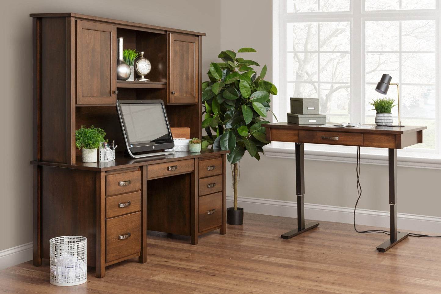 Eshton Double Pedestal Desk w/Hutch