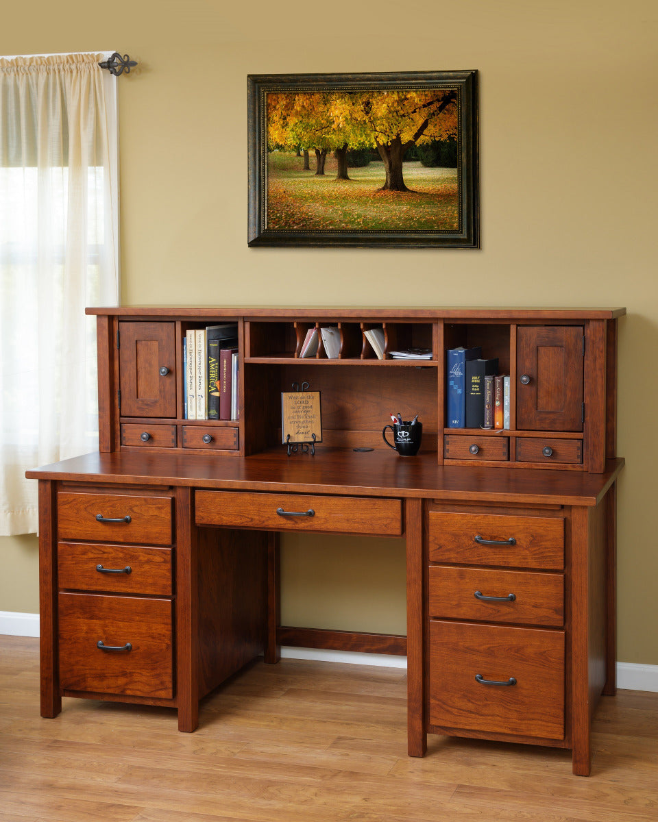 Eshton Double Pedestal Desk w/Hutch