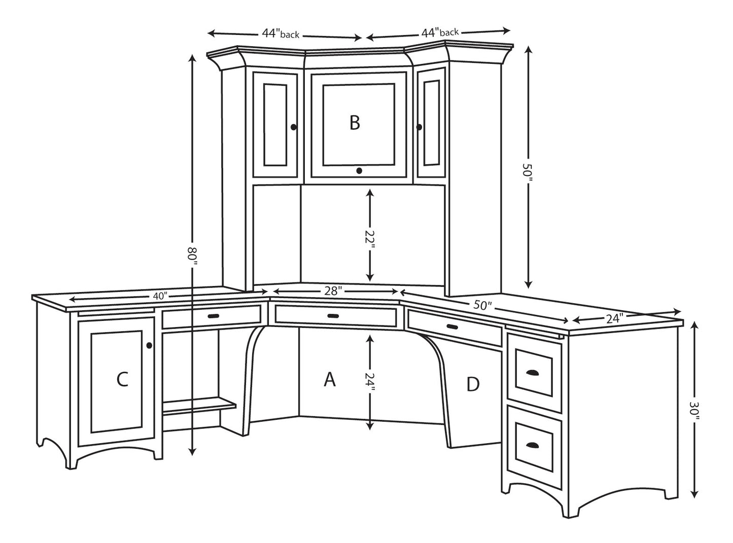 Belmont Corner Desk w/Hutch