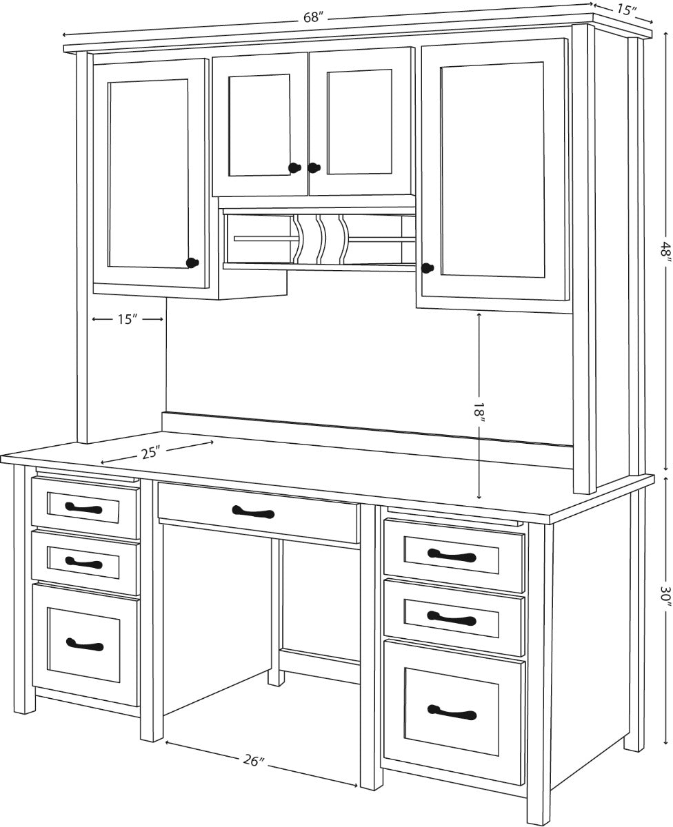 Shelton Double Pedestal Desk w/Hutch