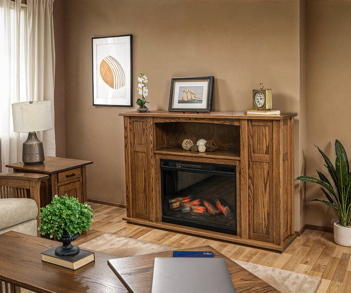 Mission Electric Storage Fireplace Mantel