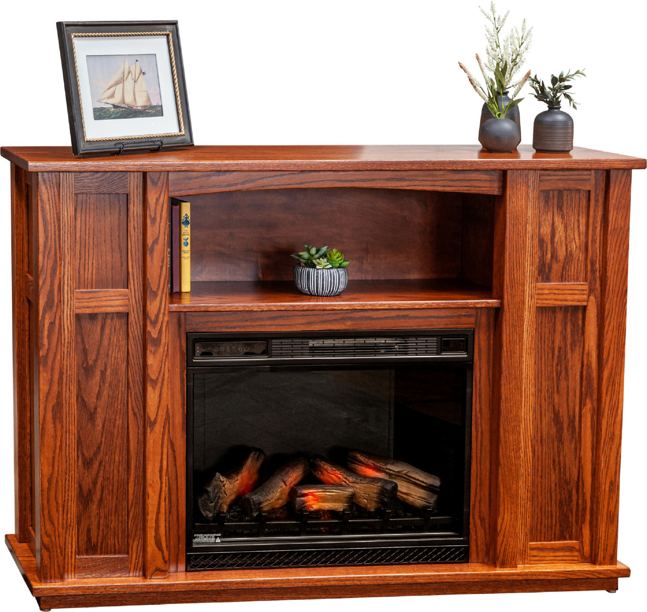 Mission Electric Storage Fireplace Mantel