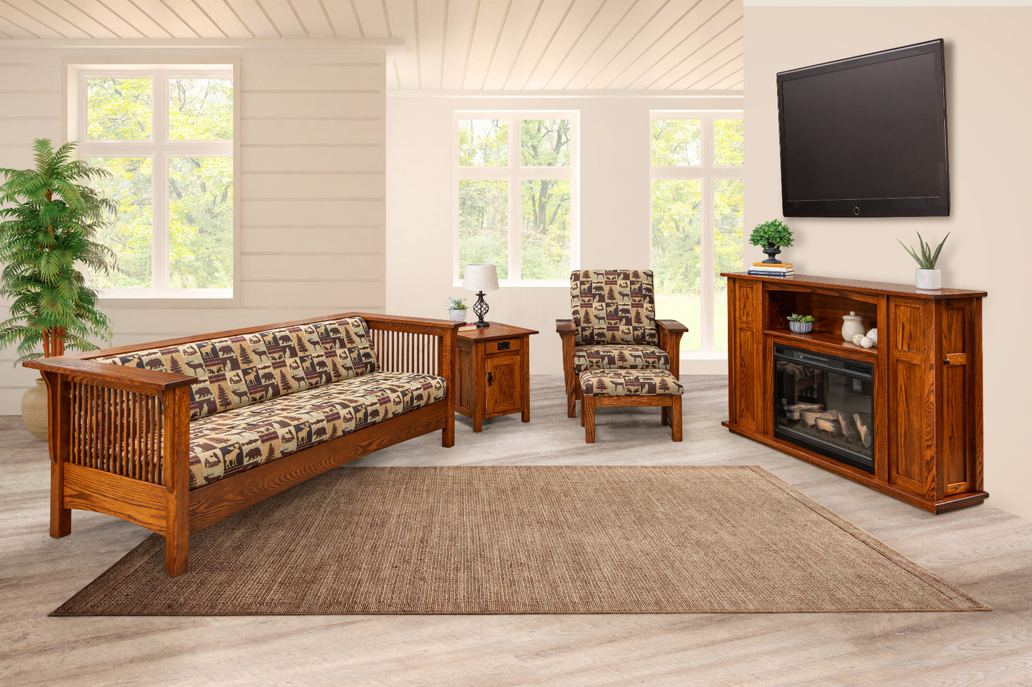 Mission Electric Storage Fireplace Mantel