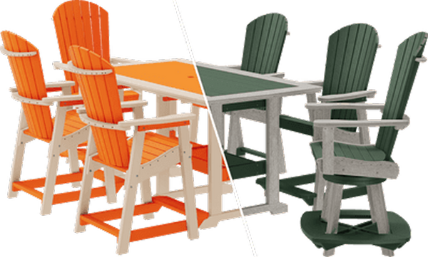 Outdoor patio dining set in orange and green color options