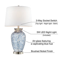 Wyatt Art Glass Table Lamp with Night Light