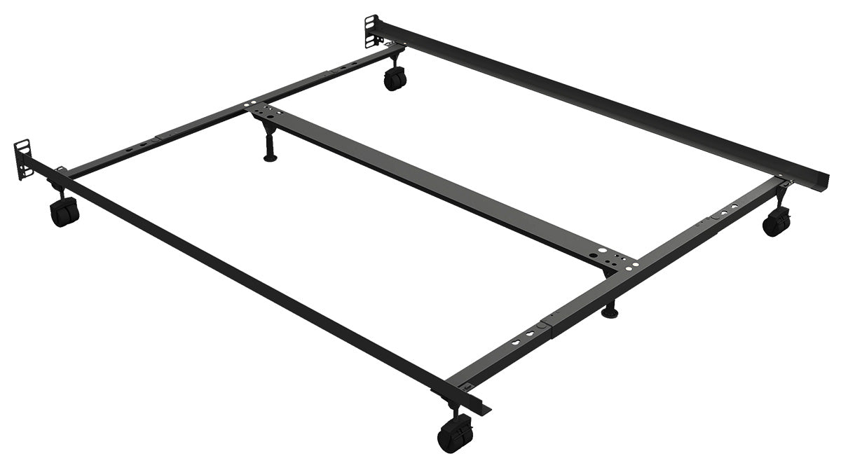 Heavy-Duty Steel Bed Frame with Casters - Fits Queen/King/Cal. King