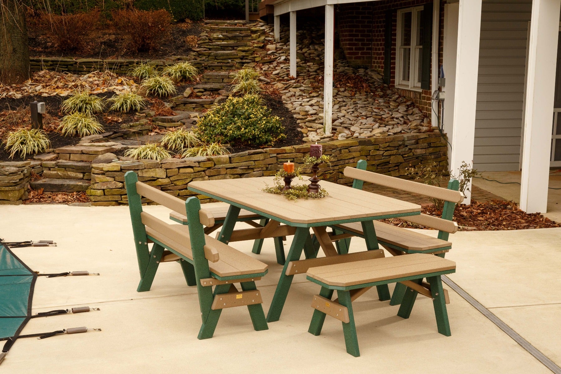 Garden Poly Bench With Back