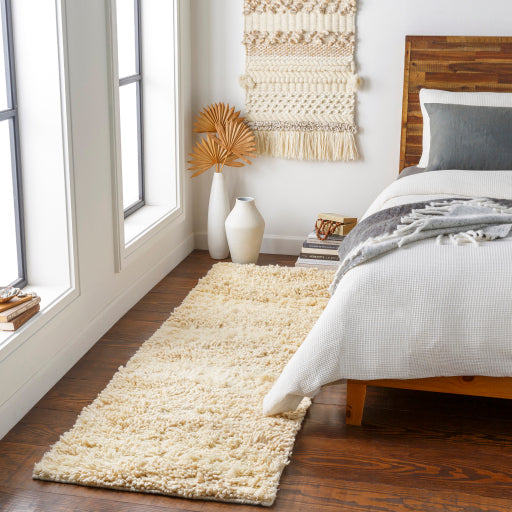 Berkley Cream Wool Shag Rug