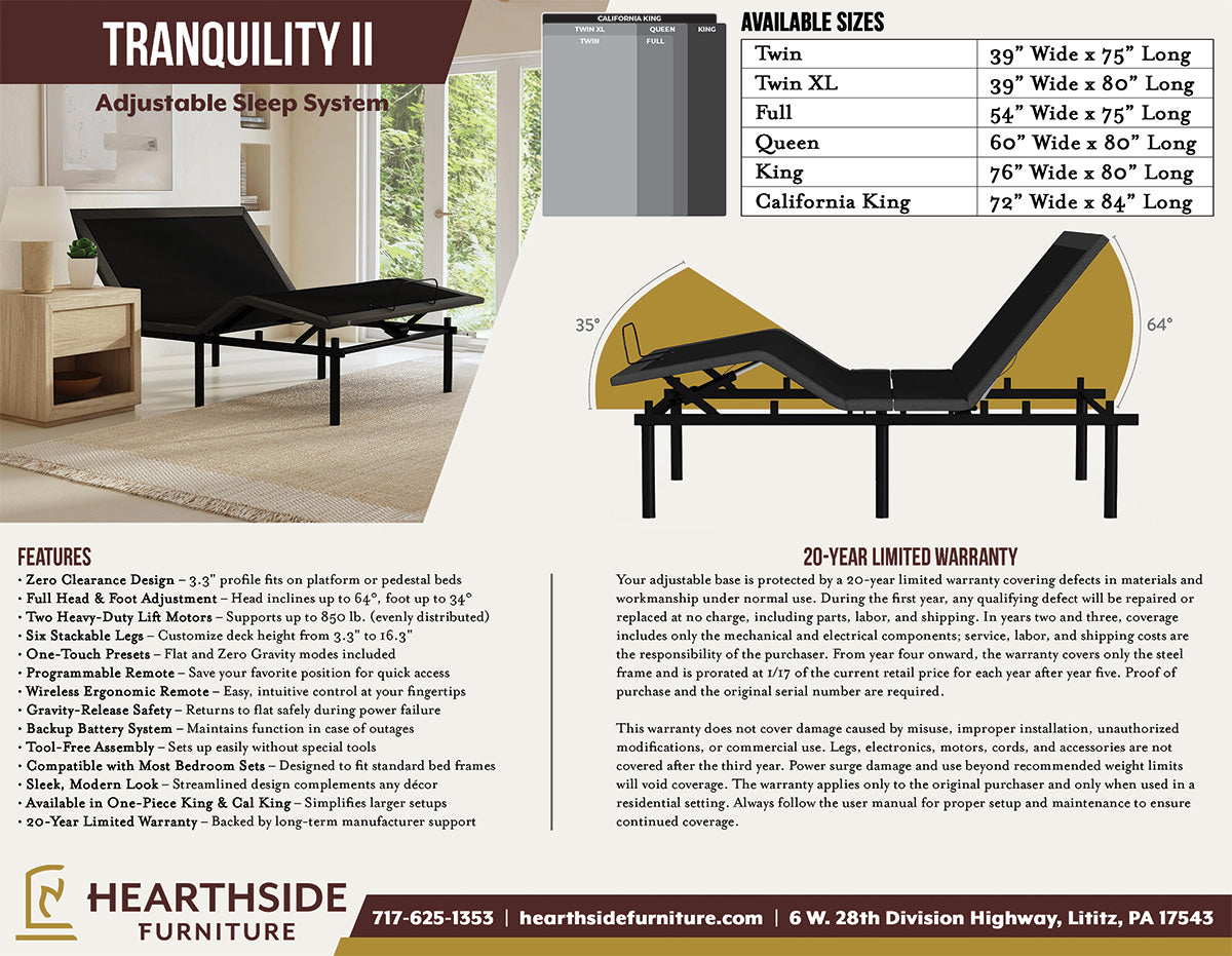 Tranquility II Adjustable Base