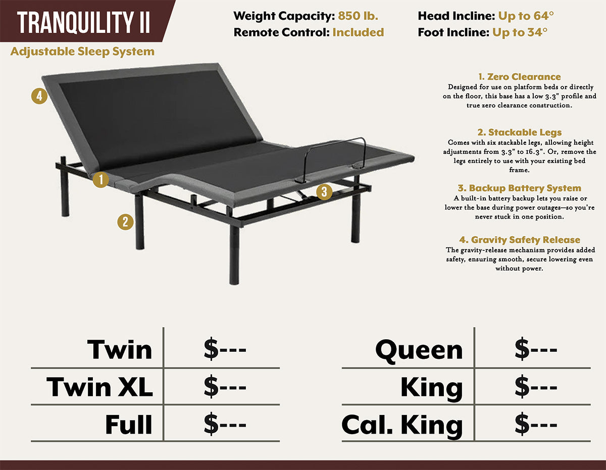Tranquility II Adjustable Base