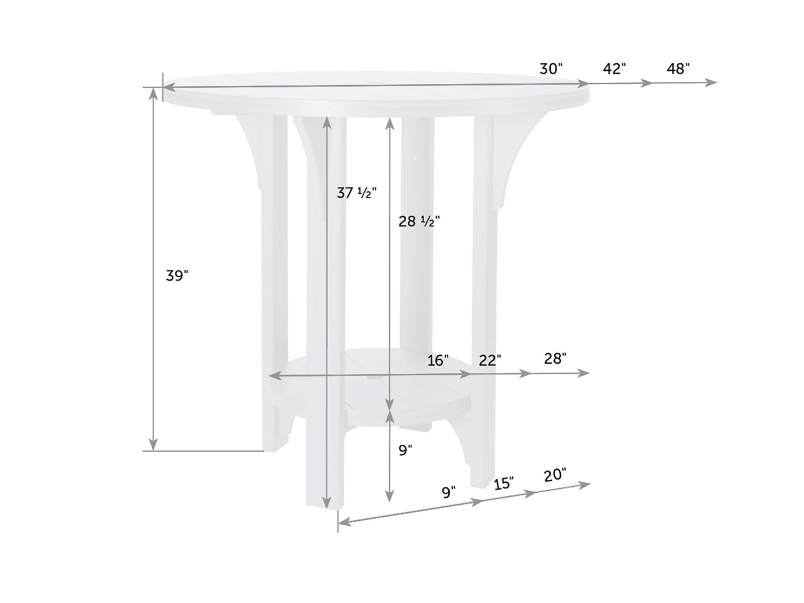 Great Bay Round Poly Bar Table