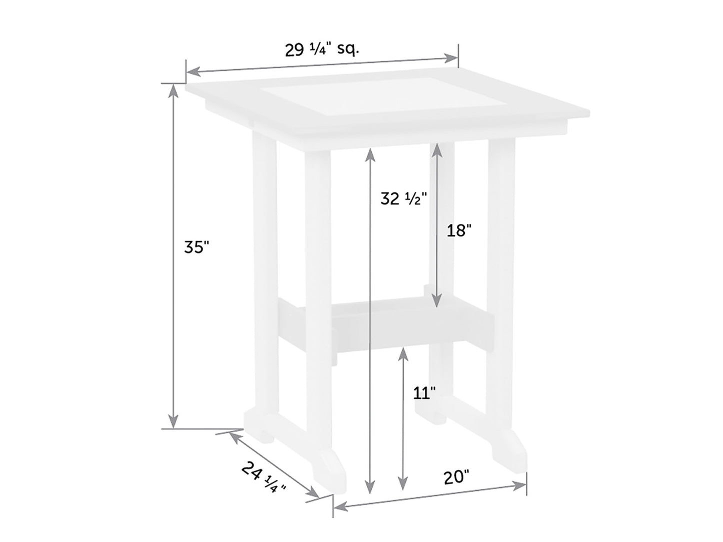 Great Bay Square Poly Counter Table