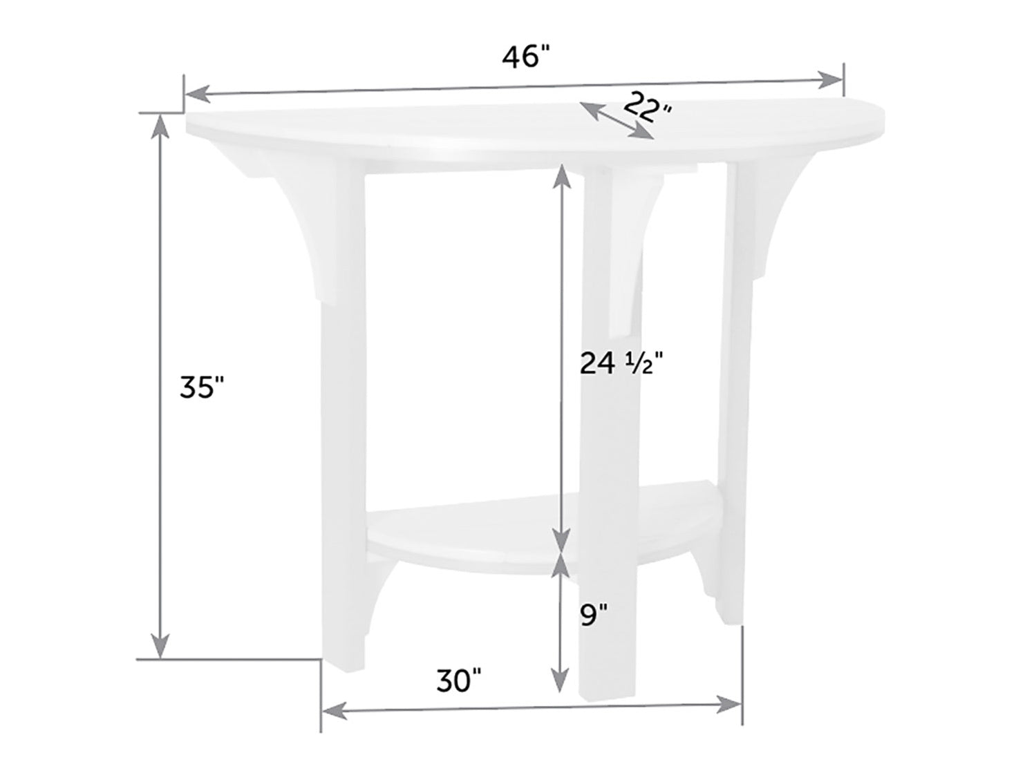 Great Bay Half-Round Poly Counter Table