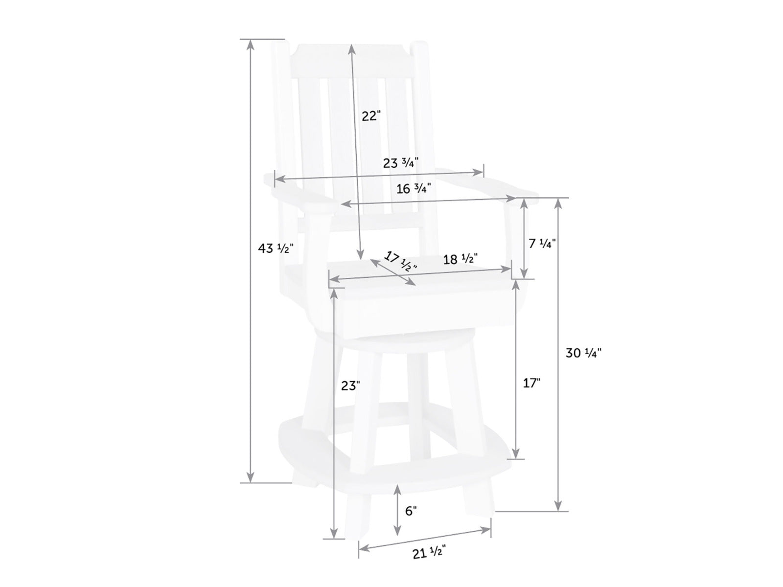 Keystone Poly Counter Swivel Arm Chair