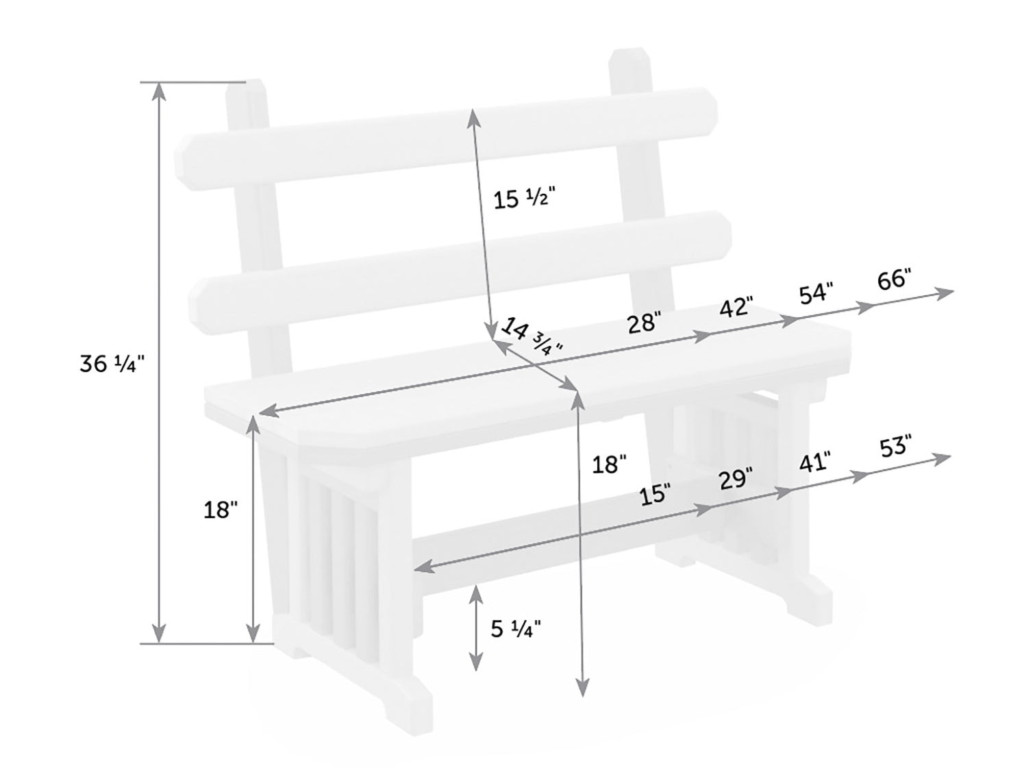 Mission Poly Bench with Back