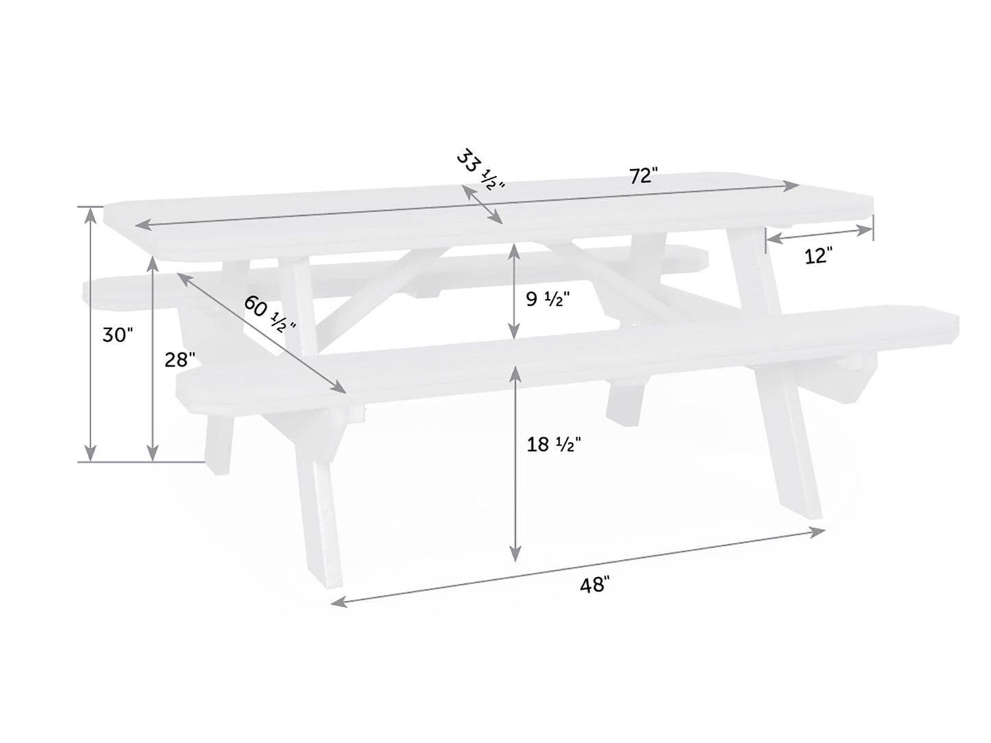 3' x 6' Garden Poly Picnic Table