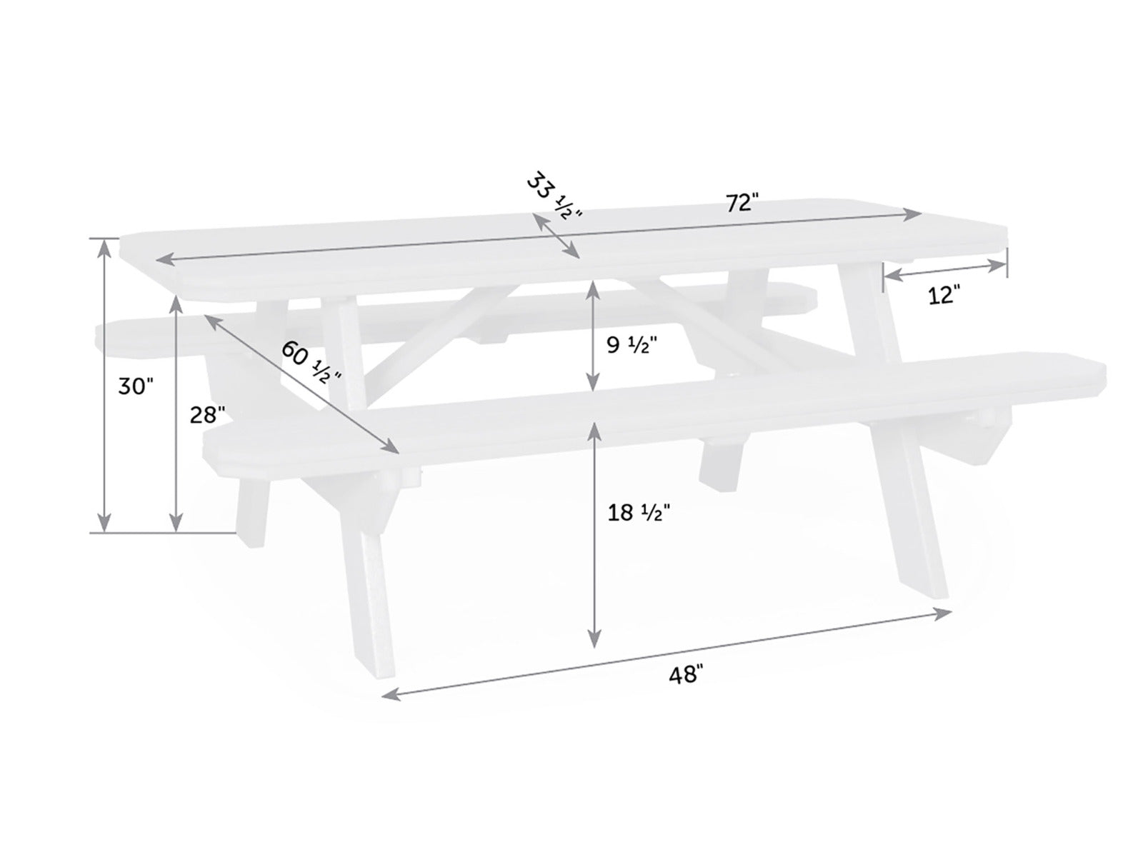 3' x 6' Garden Poly Picnic Table