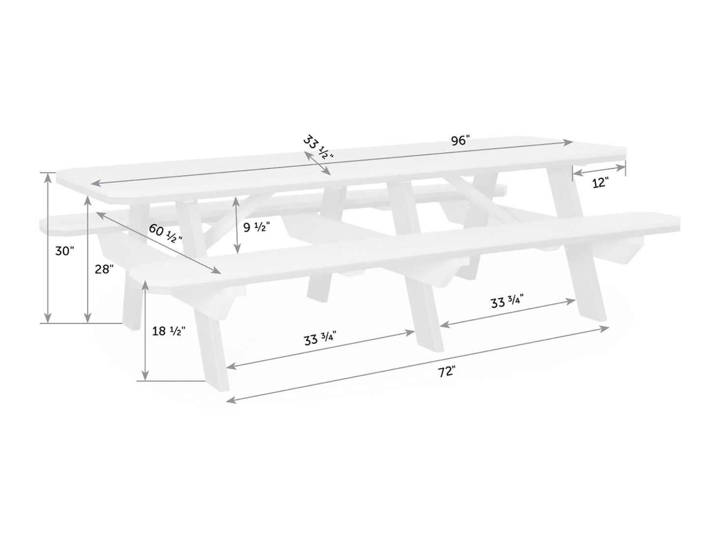 3' x 8' Garden Poly Picnic Table