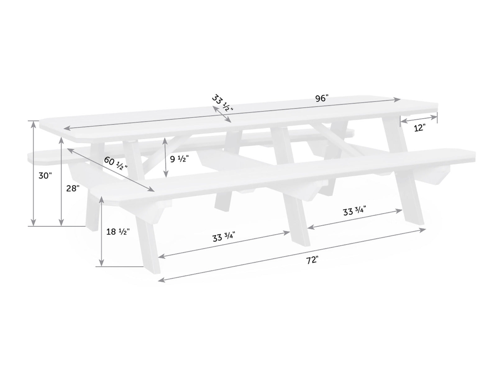 3' x 8' Garden Poly Picnic Table