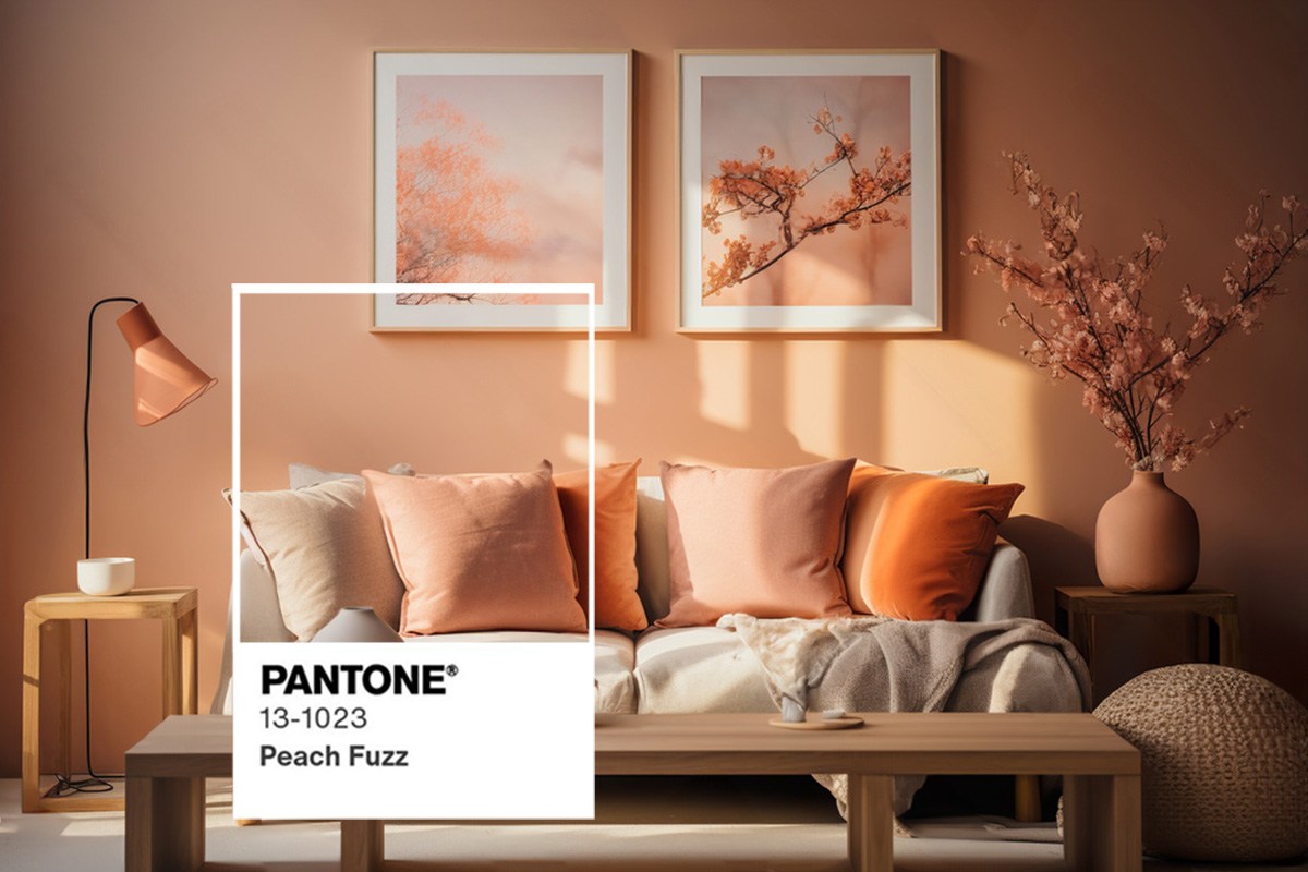 Peach Fuzz Living Room Scene